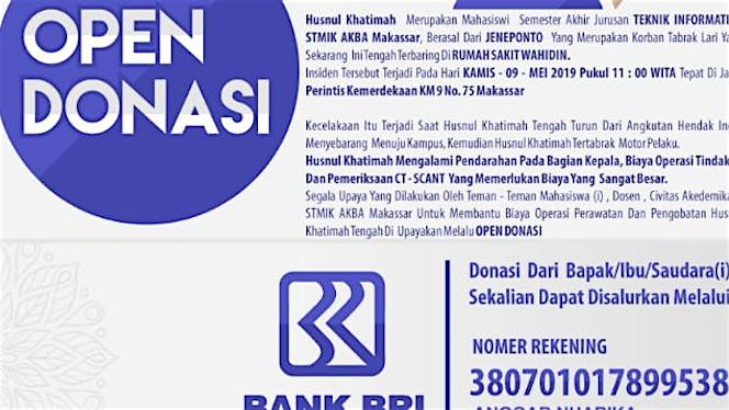 Bantu biaya rumah sakit husnul khotimah