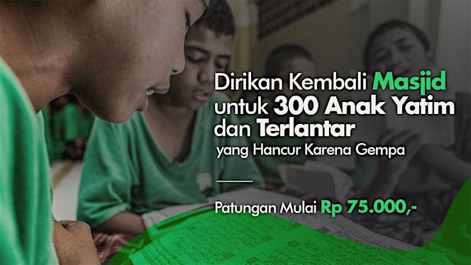 Bantu 300 Yatim Dhuafa Lombok Bangun Masjid